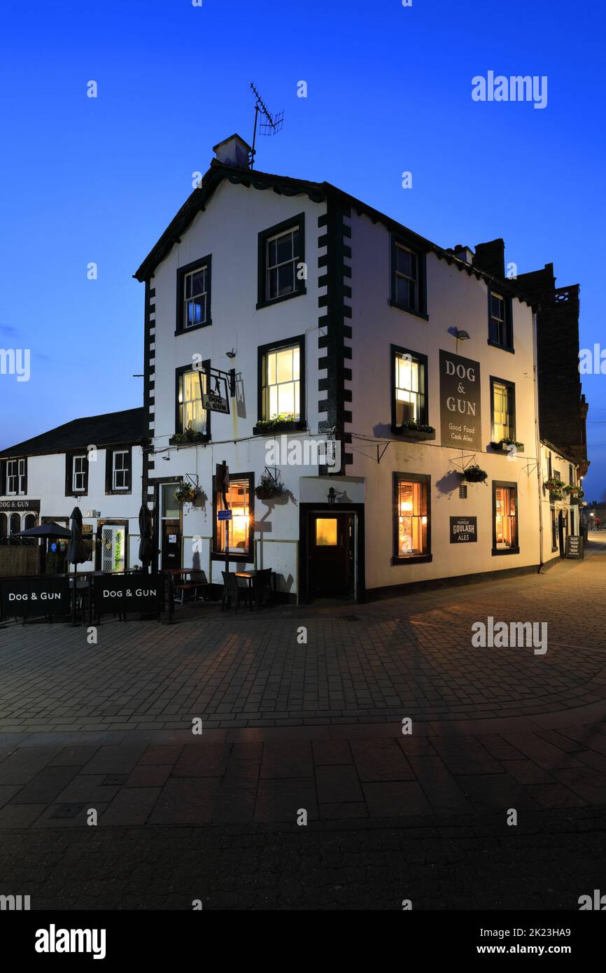The Dog and Gun Pub, Keswick town, Lake District National Park, Cumbria County, England, UK Stock Photo