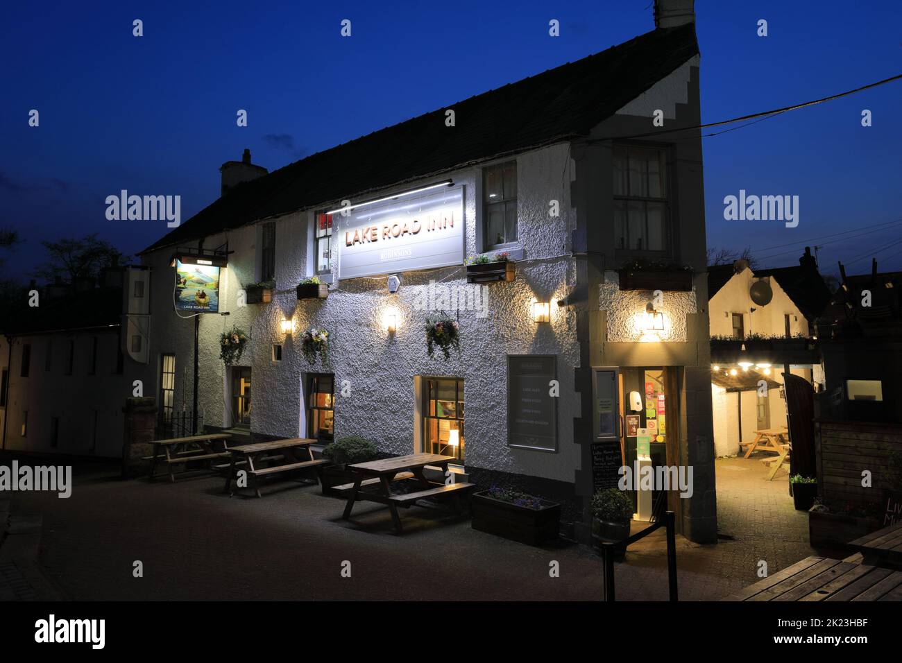 The Lake Road Inn Pub, Keswick town, Lake District National Park, Cumbria County, England, UK Stock Photo