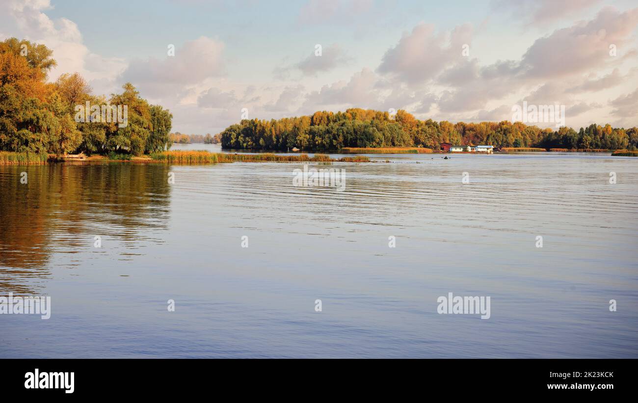 A quiet view of the Dnieper river soon at morning Stock Photo