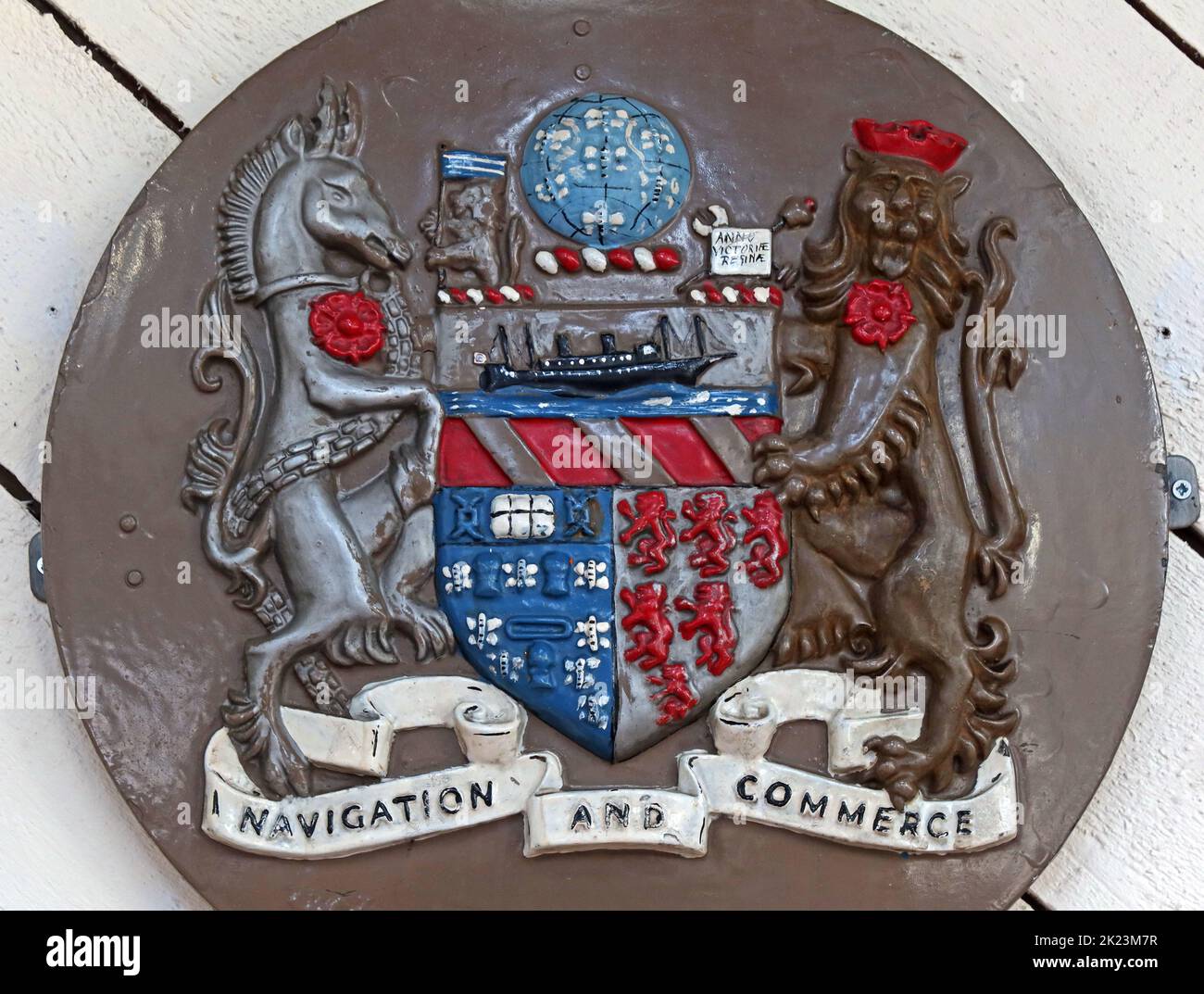 MSCC ( Manchester Ship Canal Company), crest navigation and Commerce Stock Photo