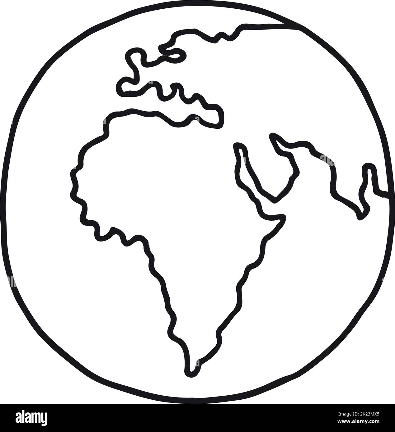 Earth doodle. Hand drawn planet. Globe sketch Stock Vector