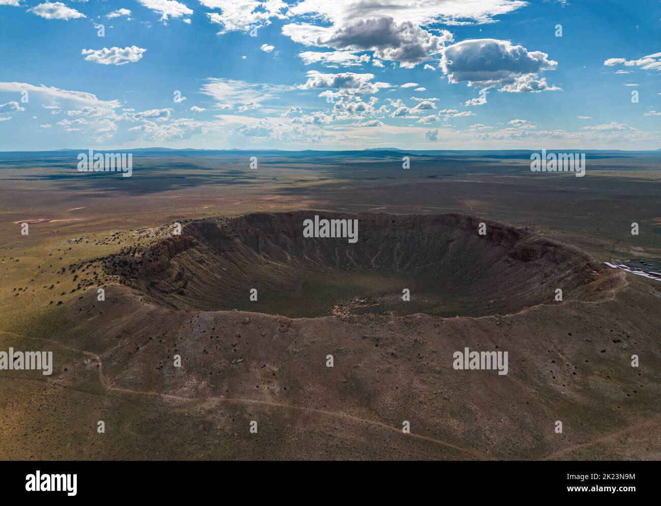 Aerial view of Meteor Crater Natural Landmark in Arizona Stock Photo