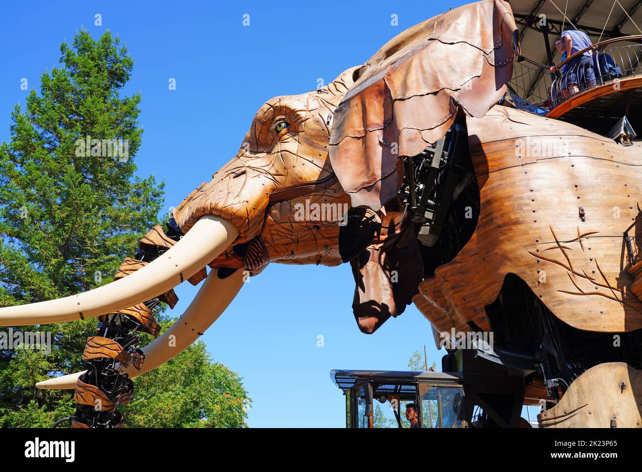 NANTES, FRANCE 10 AUG 2022 View of the Great Elephant, a giant wooden