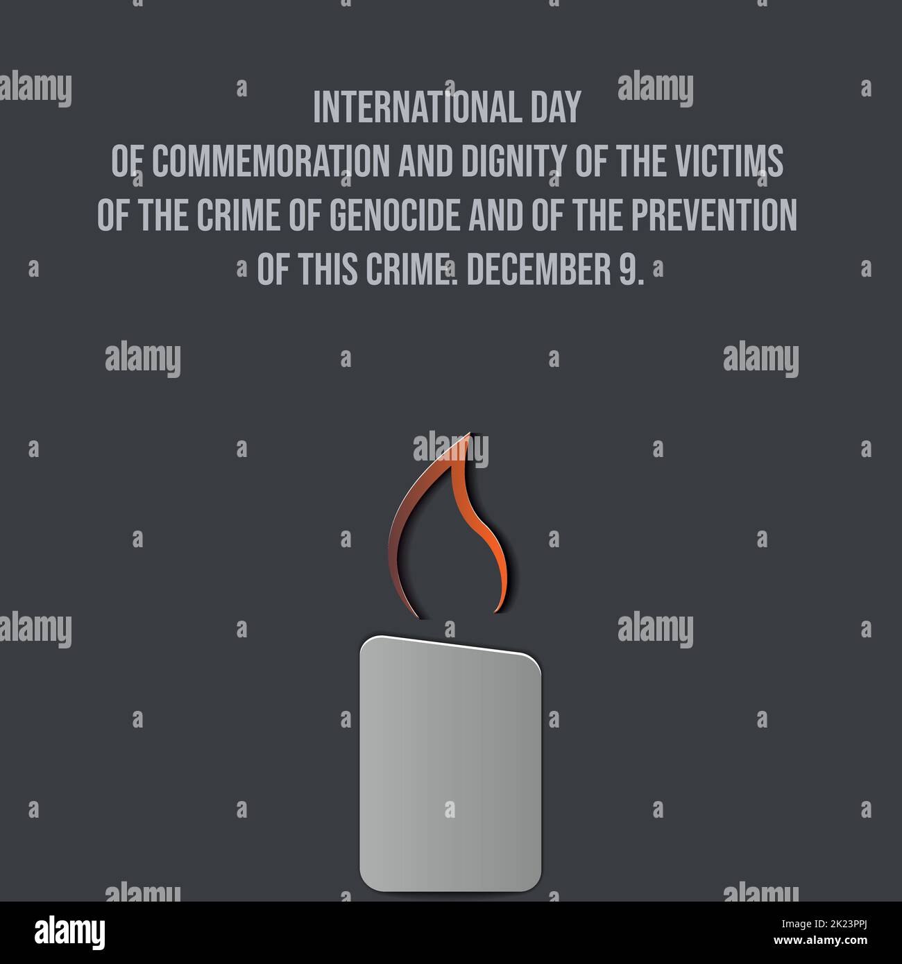 International Day of Commemoration and Dignity of the Victims of the Crime of Genocide and of the Prevention of this Crime. December 9. paper cut post Stock Vector