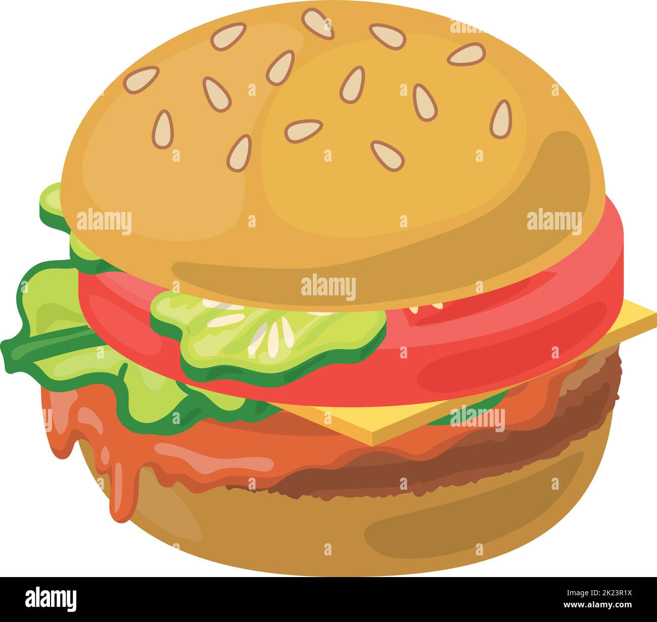 Cheeseburger icon. Cartoon fast food. Lunch burger Stock Vector