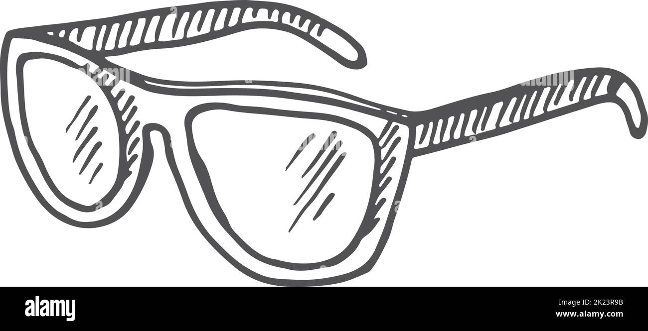 Glasses sketch. Sunglasses icon. Hand drawn accessory Stock Vector