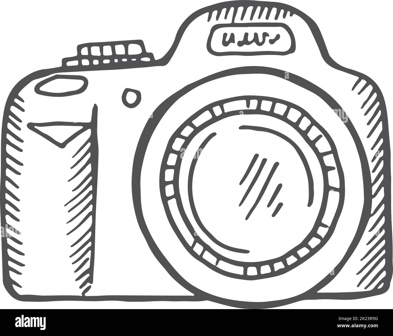 Photo camera icon. Hand drawn shooting phtography tool Stock Vector