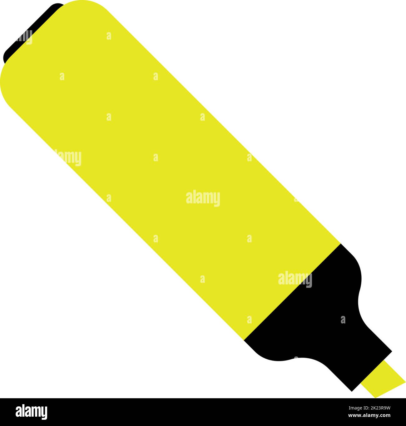 Yellow office marker icon. Writing highlighter tool Stock Vector