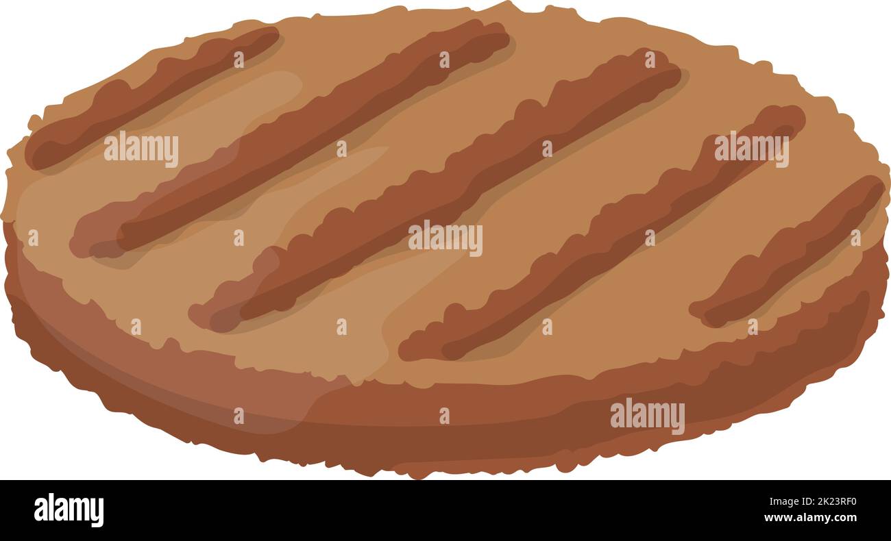 Cutlet icon. Grilled round cartoon meat for burgers Stock Vector Image