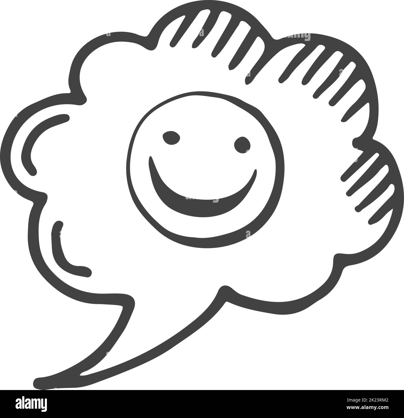 Chat message happy emoji. Converstaion sticker sketch Stock Vector