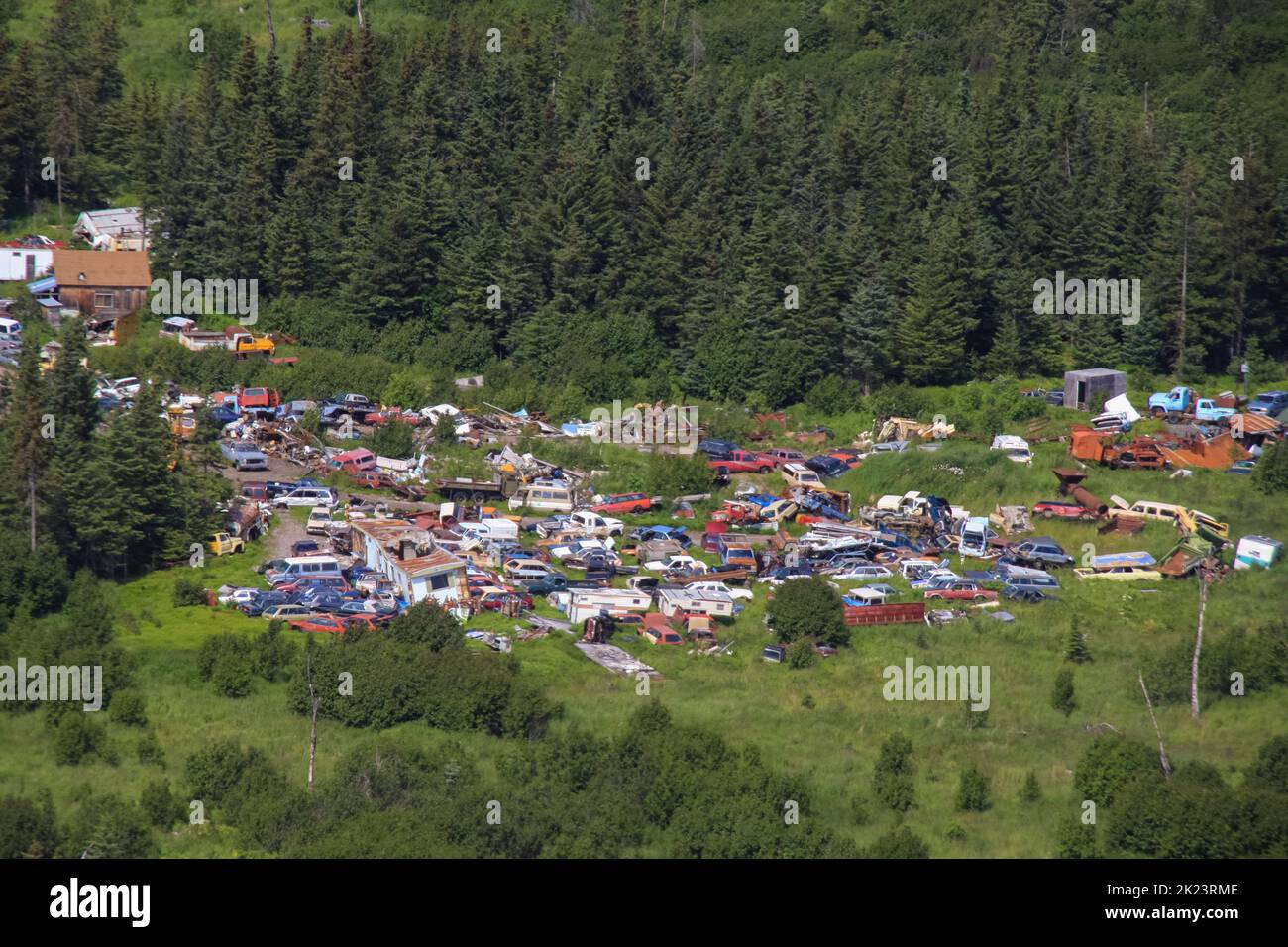 Aerial view of Homer Alaska during air transport from Katmai National Park to Homer, Alaska Stock Photo