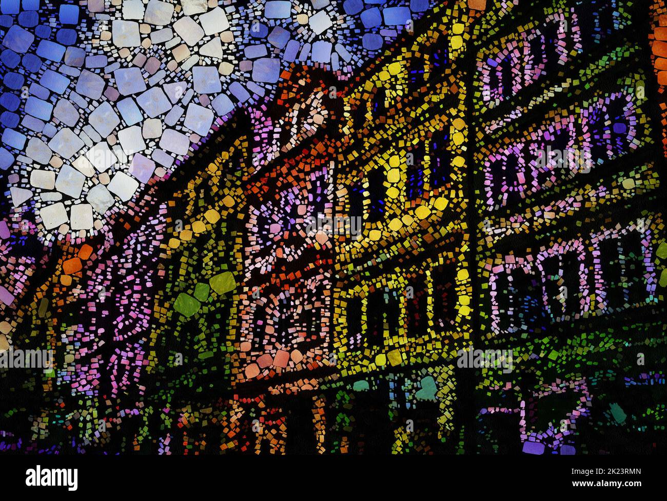 Illustrations Prague, city, mosaic, decorative, panels, Stock Photo