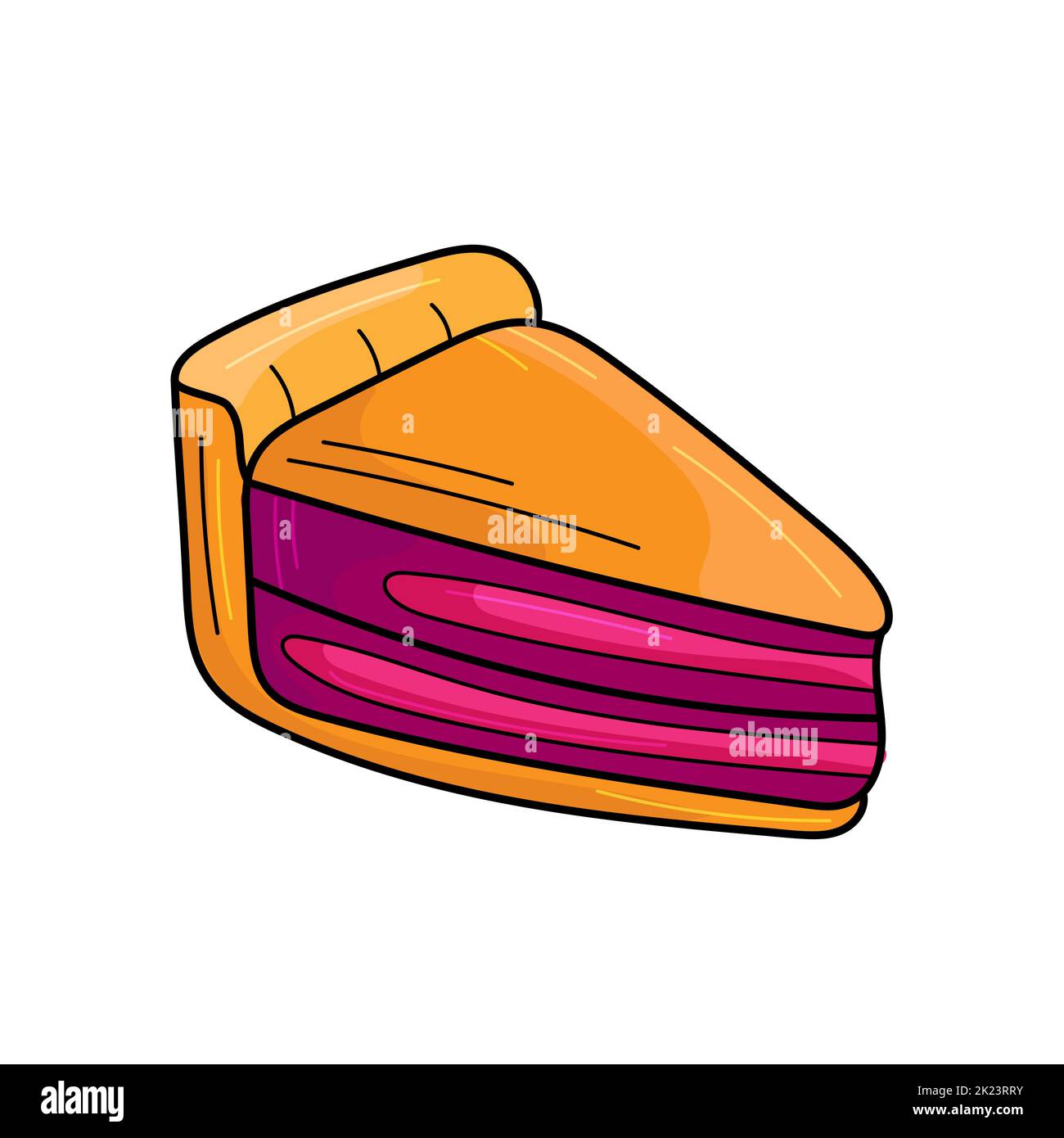 Cute cartoon pie. Cherry or bleuberry pie drawing. Cartoon image of