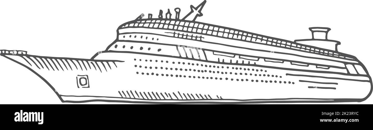 Cruiser sketch. Passenger ship. Marine travel icon Stock Vector
