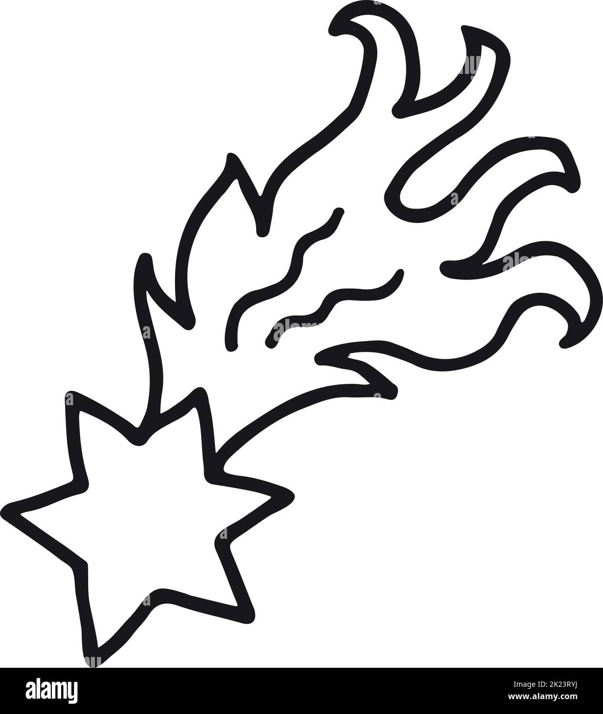 Shooting star doodle. Magic wish symbol. Falling comet Stock Vector