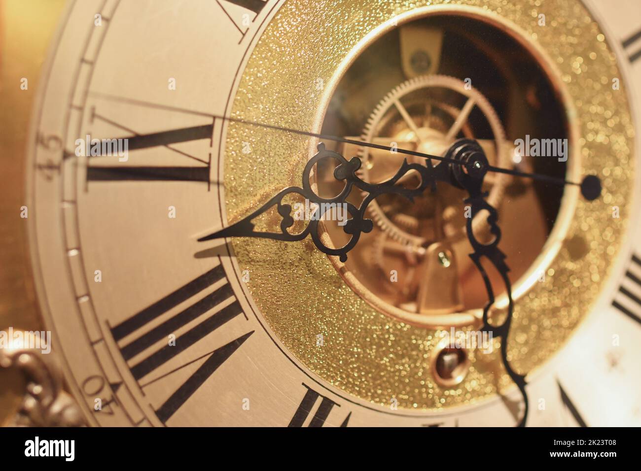 A gold vintage clock hands Stock Photo Alamy