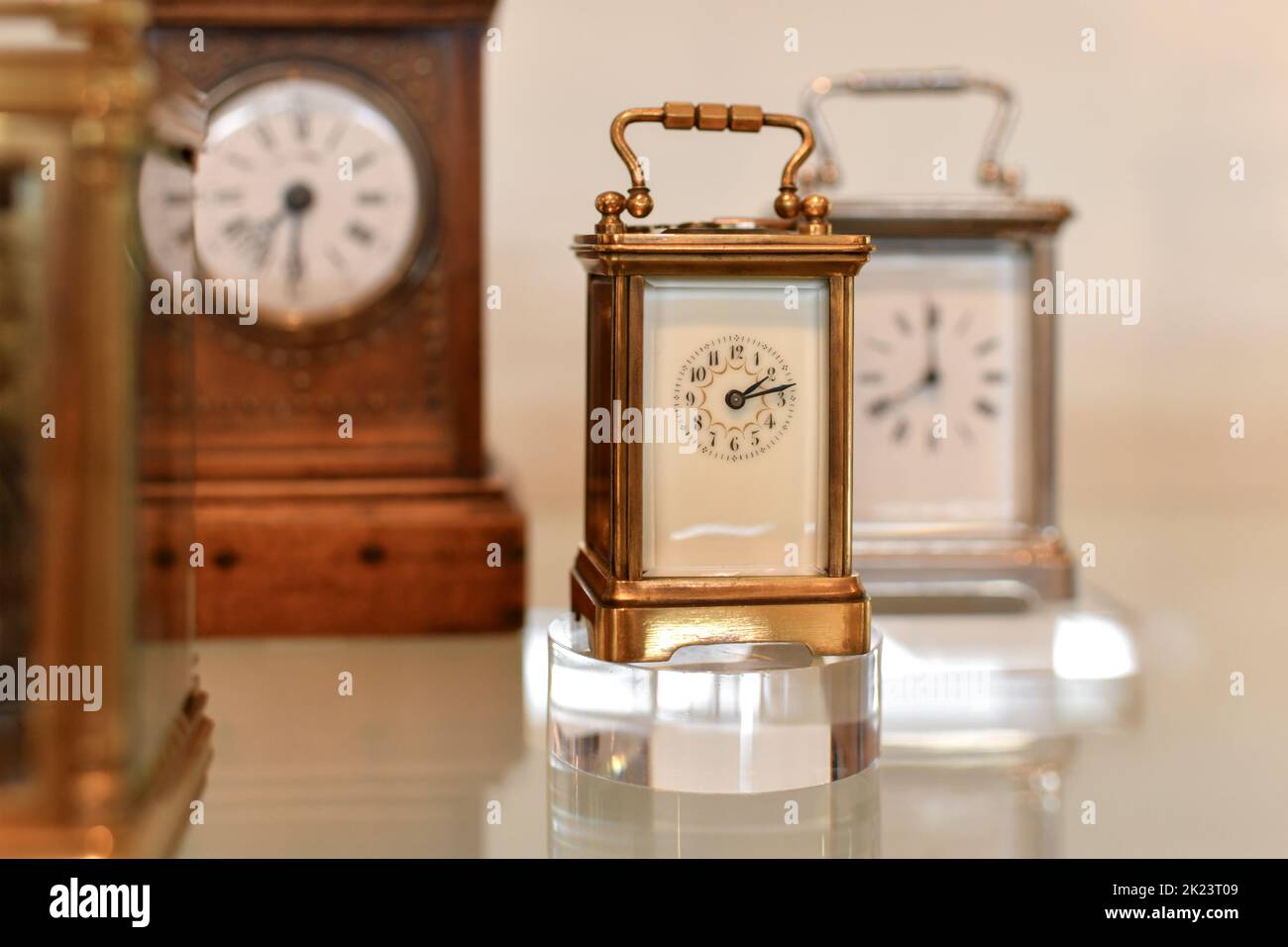 The many gold vintage clocks Stock Photo Alamy
