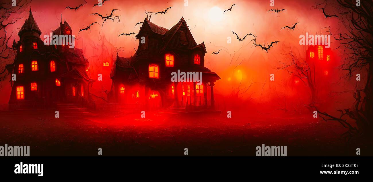 Artistic concept painting of a haunted house, background illustration