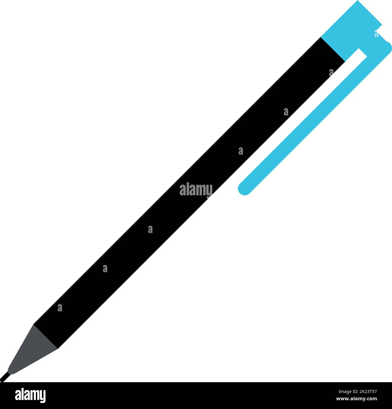 Blue plastic pen icon. Writing tool symbol Stock Vector