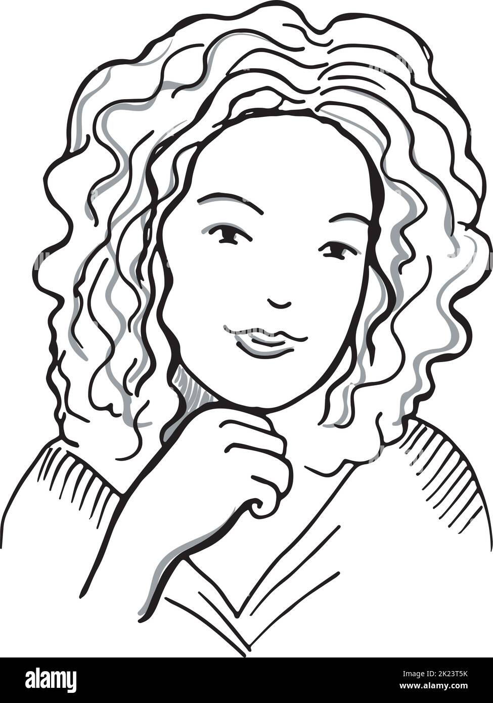 Smiling woman sketch. Pretty person web avatar Stock Vector