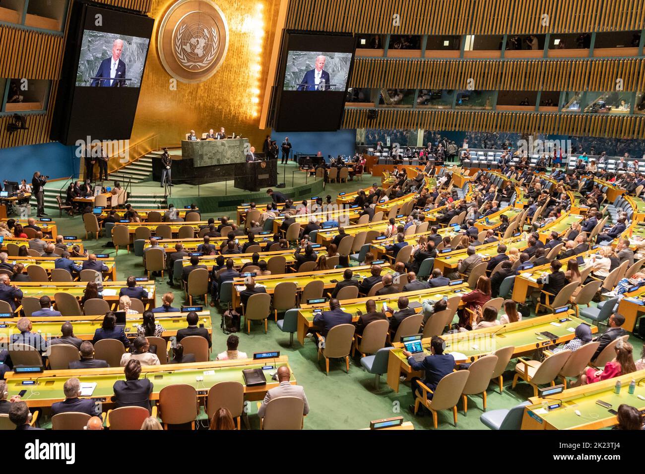 New York City, United States. 21st Sep, 2022. U.S. President Joe Biden delivers an address to the 77th Session of the U.N General Assembly, September 21, 2022, in New York City. Credit: Ron Przysucha/State Department Photo/Alamy Live News Stock Photo