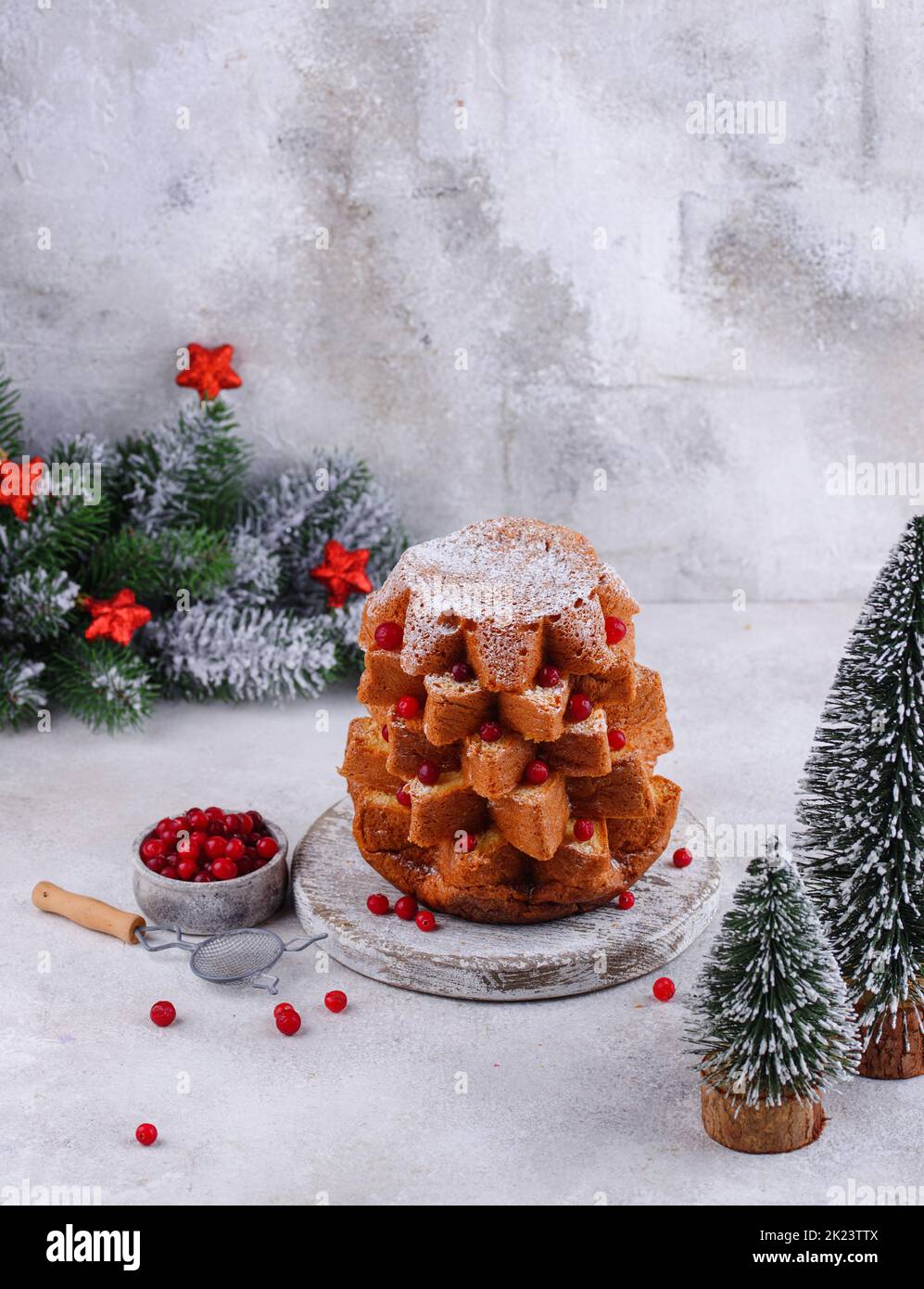 Traditional Christmas Italian cake pandoro Stock Photo