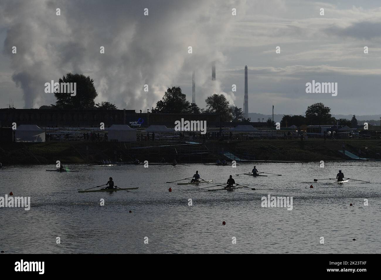 Racice, Czech Republic. 22nd Sep, 2022. Day 5 of the 2022 World Rowing Championships at the Labe Arena Racice on September 22, 2022 in Racice, Czech Republic. Credit: Vit Cerny/CTK Photo/Alamy Live News Stock Photo