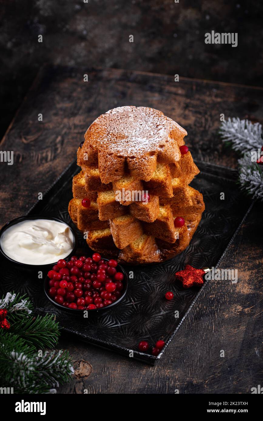 Traditional Christmas Italian cake pandoro Stock Photo
