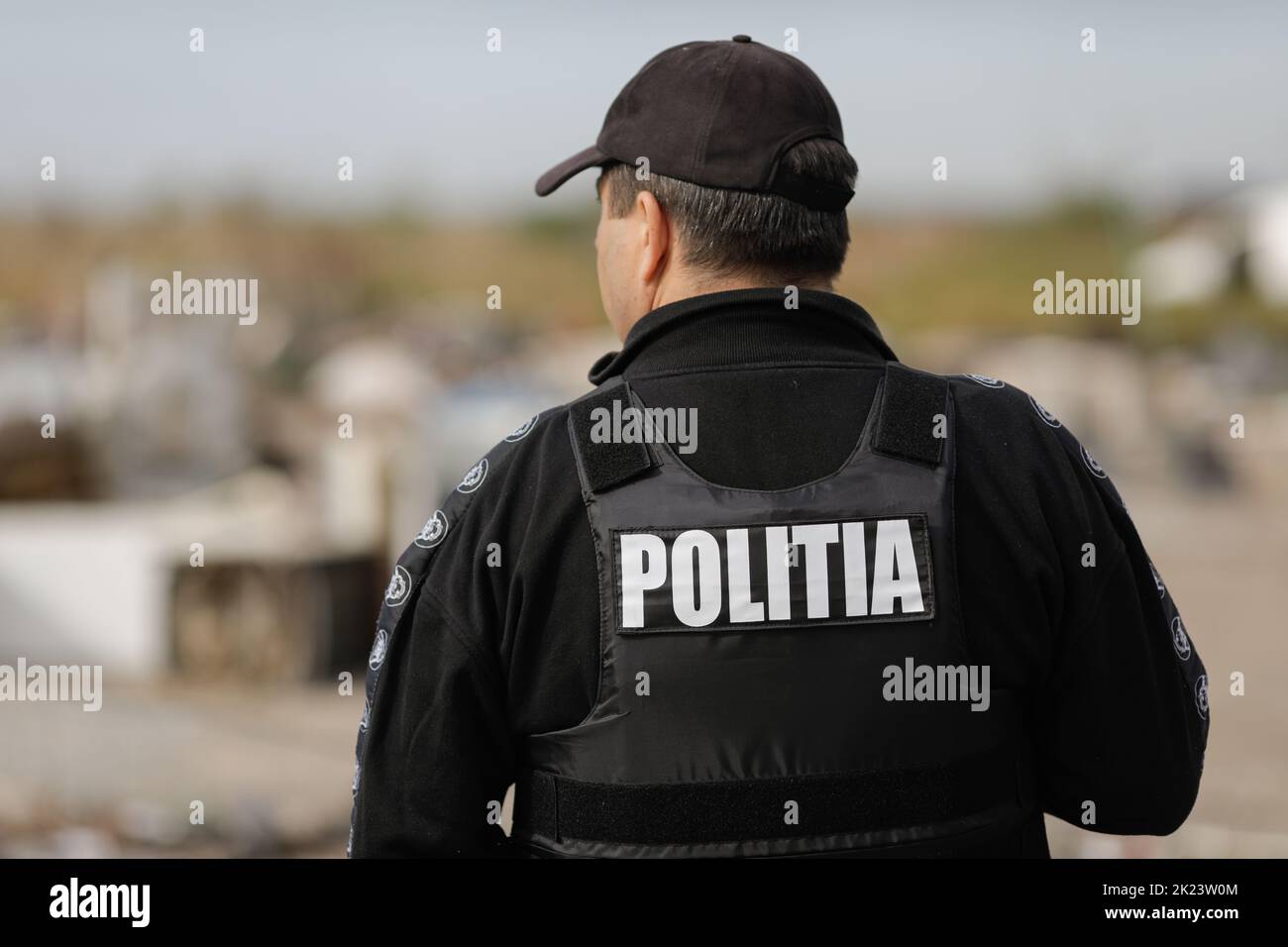 Sarulesti, Romania - September 22, 2022:  Romanian police officer. Stock Photo