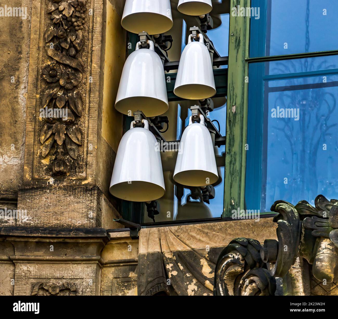Carillon Dresden bells made of porcelain at Dresden’s Zwinger. The bells are made from Meissen porcelain Stock Photo