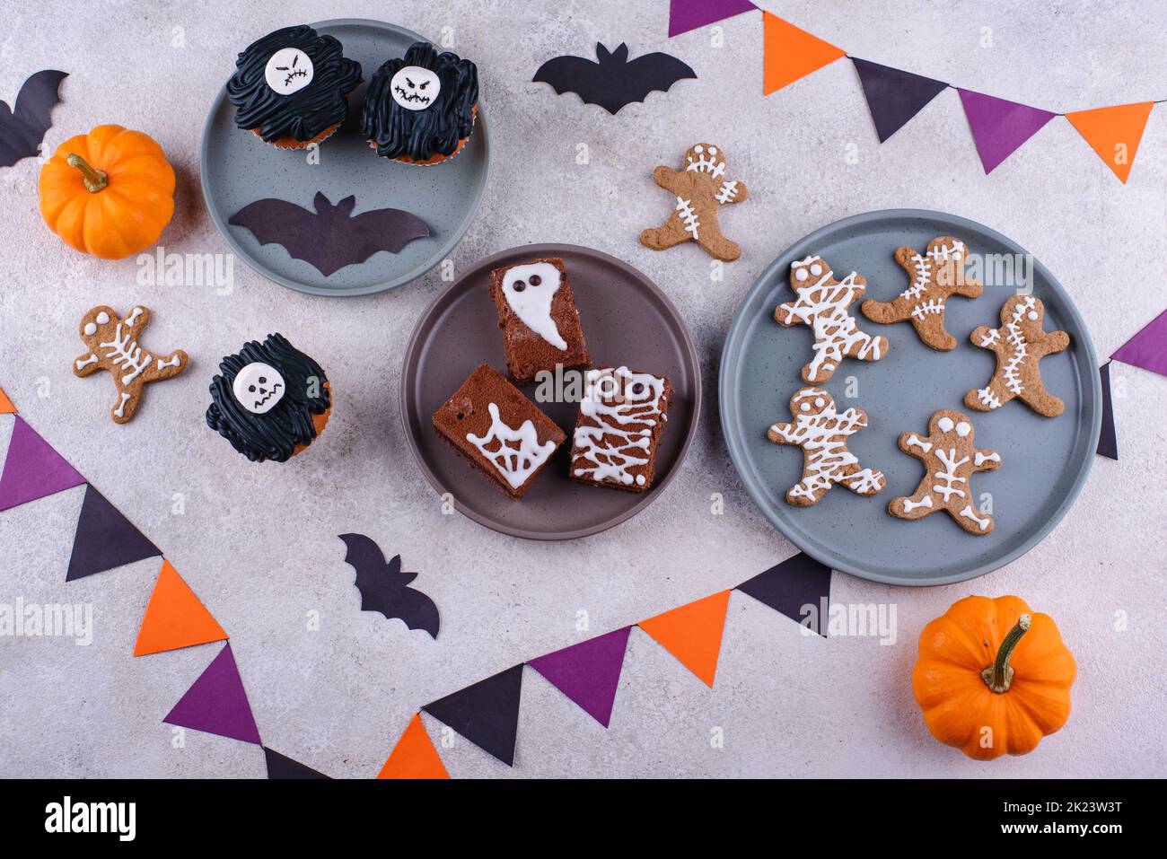 Set of scary Halloween desserts Stock Photo