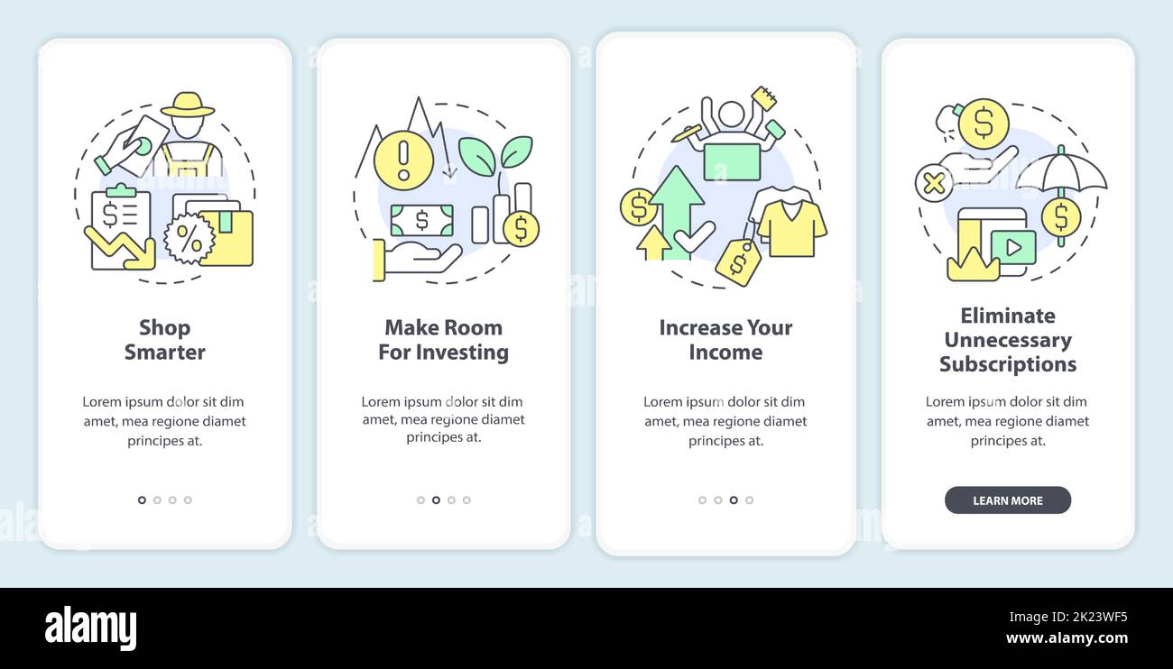 Budget planning for inflation onboarding mobile app screen Stock Vector ...