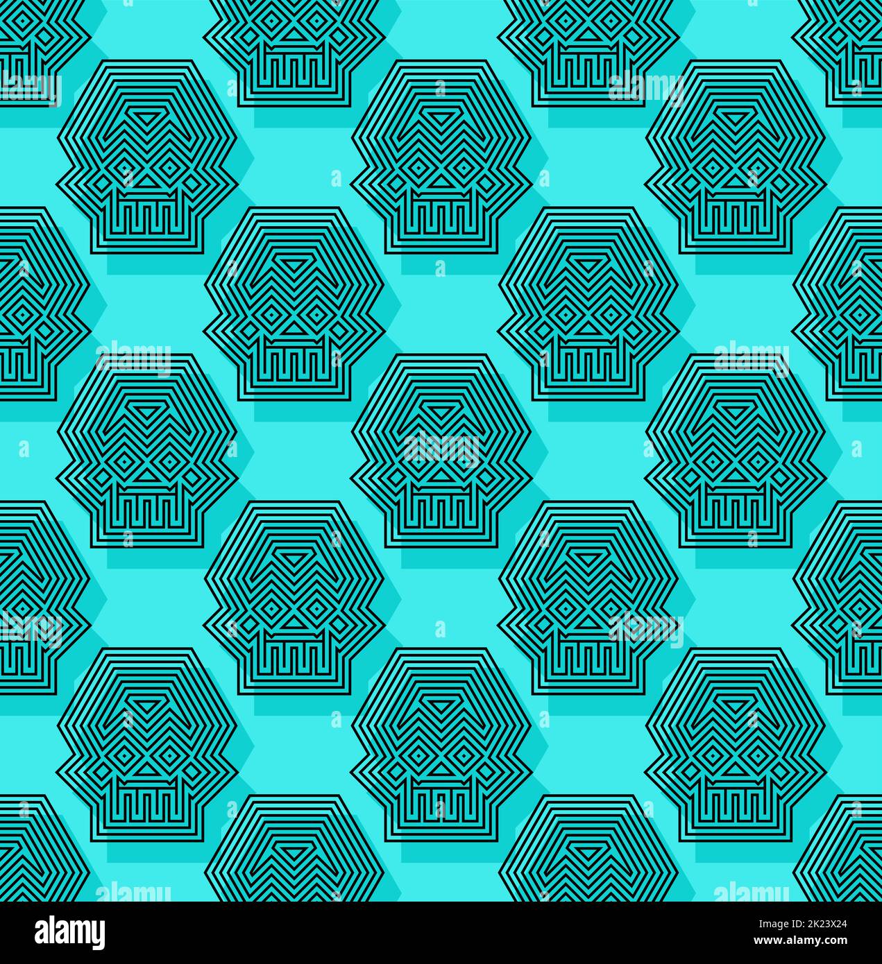 Geometric skull pattern seamless. Abstract skeleton head background. Vector texture Stock Vector