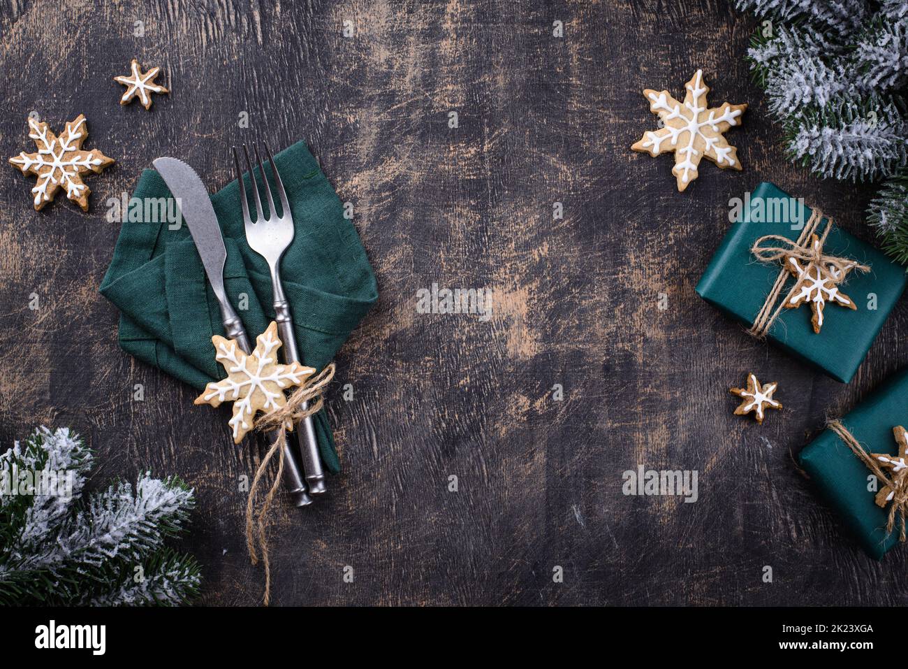 Christmas and New year table setting Stock Photo