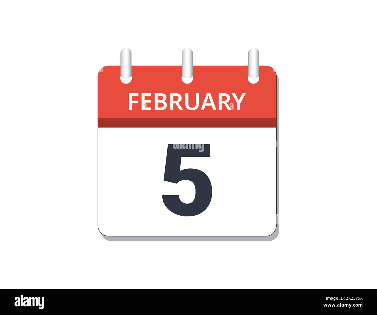 February, 5th calendar icon vector, concept of schedule, business and