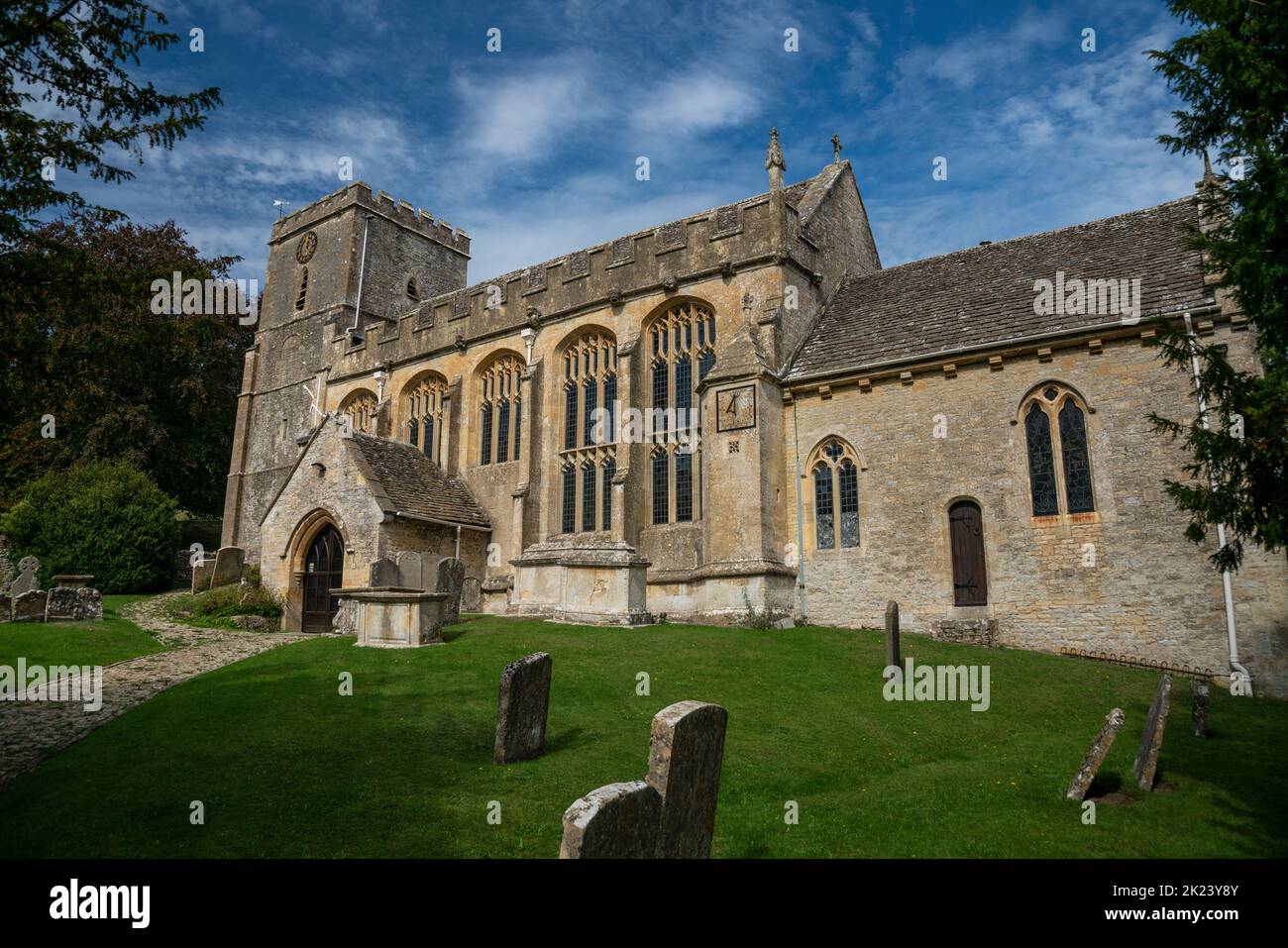 12th Century Church of St Andrew, Chedworth Stock Photo