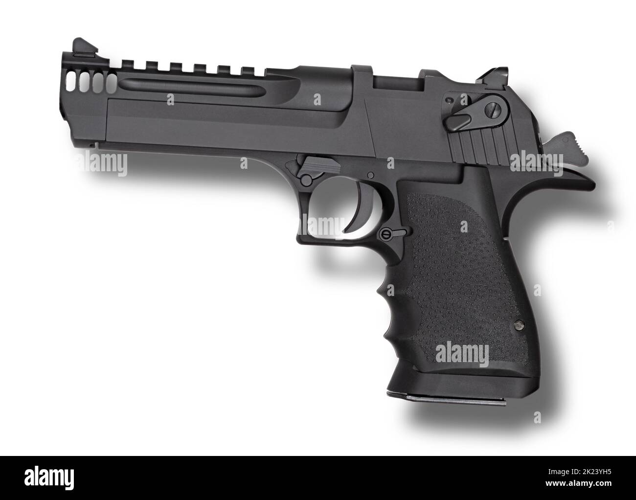 Semi-auto handgun on a white background with dropshadow behind Stock ...