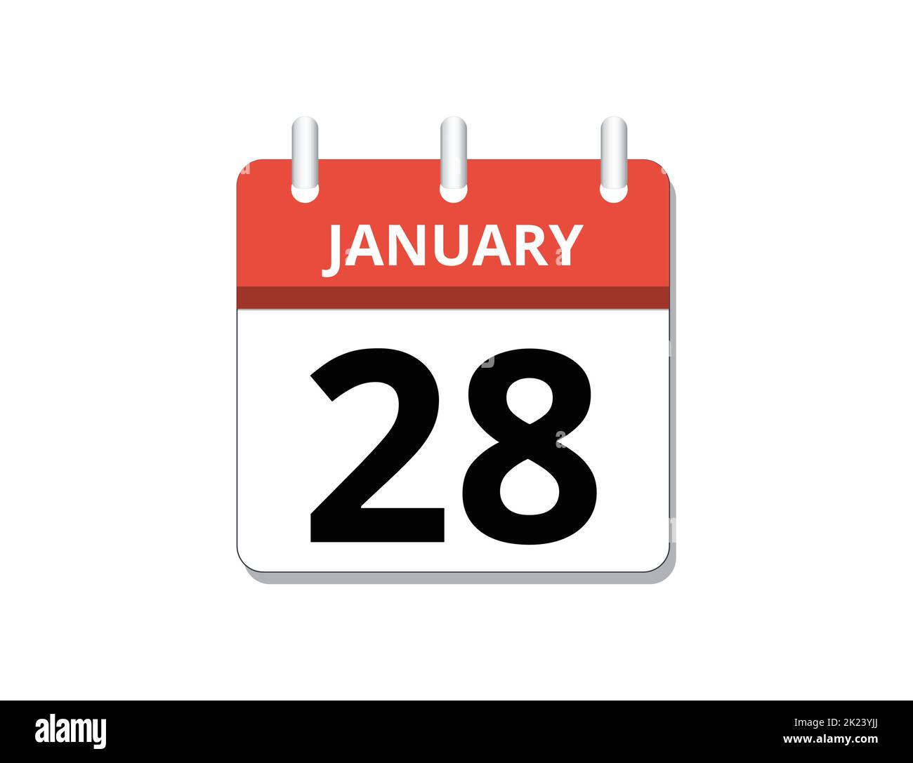 January, 28th calendar icon vector, concept of schedule, business and