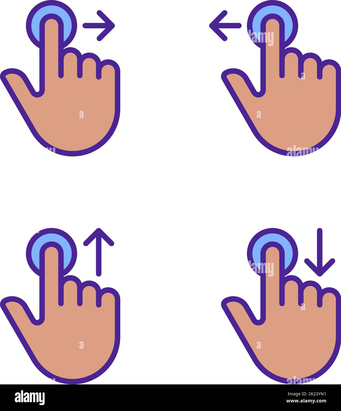 Holding and moving pixel perfect RGB color icons set Stock Vector