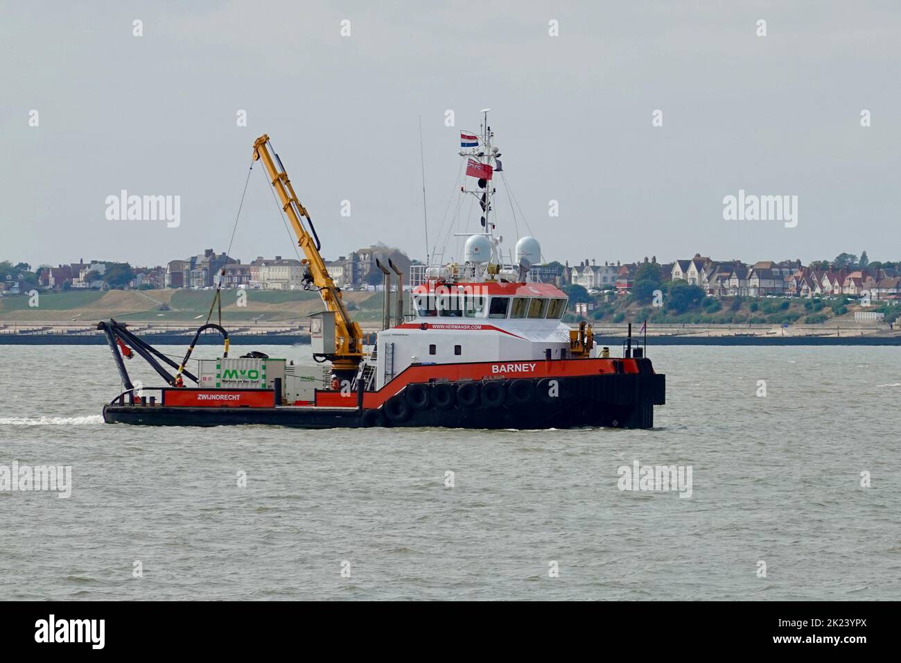 Felixstowe, Suffolk, UK - 22 September 2022 : Shoalbuster Barney the tug boat and dredger, Herman Senior fleet. Stock Photo