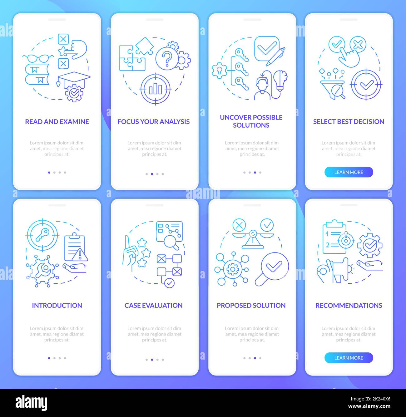 Case study structure and draft blue gradient onboarding mobile app ...