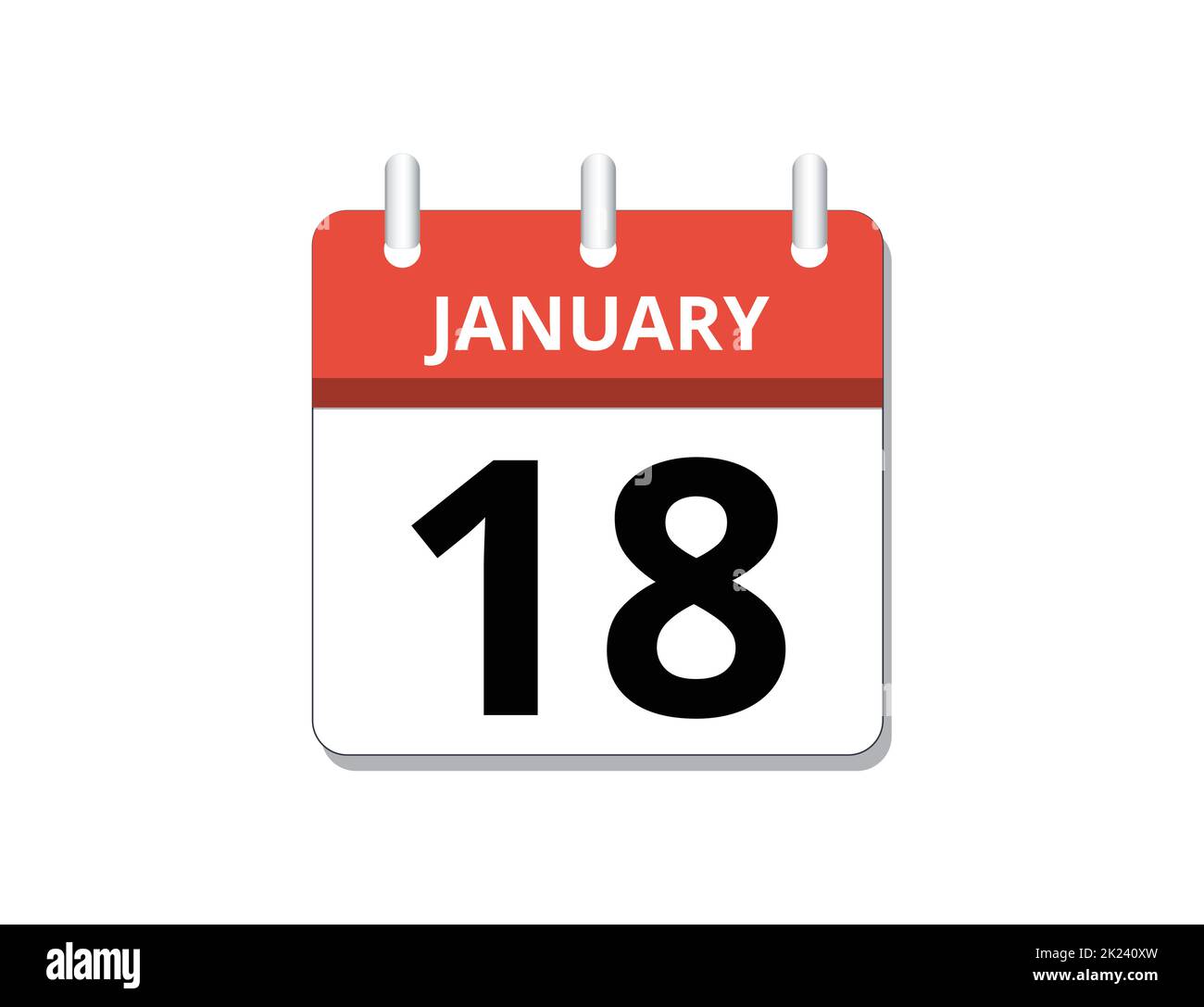 January, 18th calendar icon vector, concept of schedule, business and