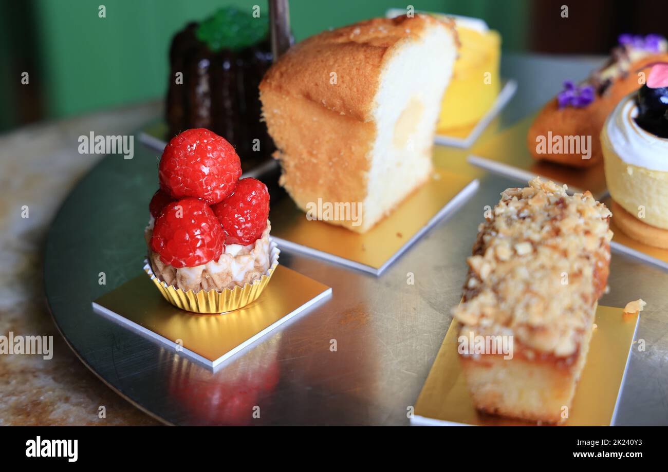 Dessert, cake, finger foods and sweets to accompany afternoon tea Stock