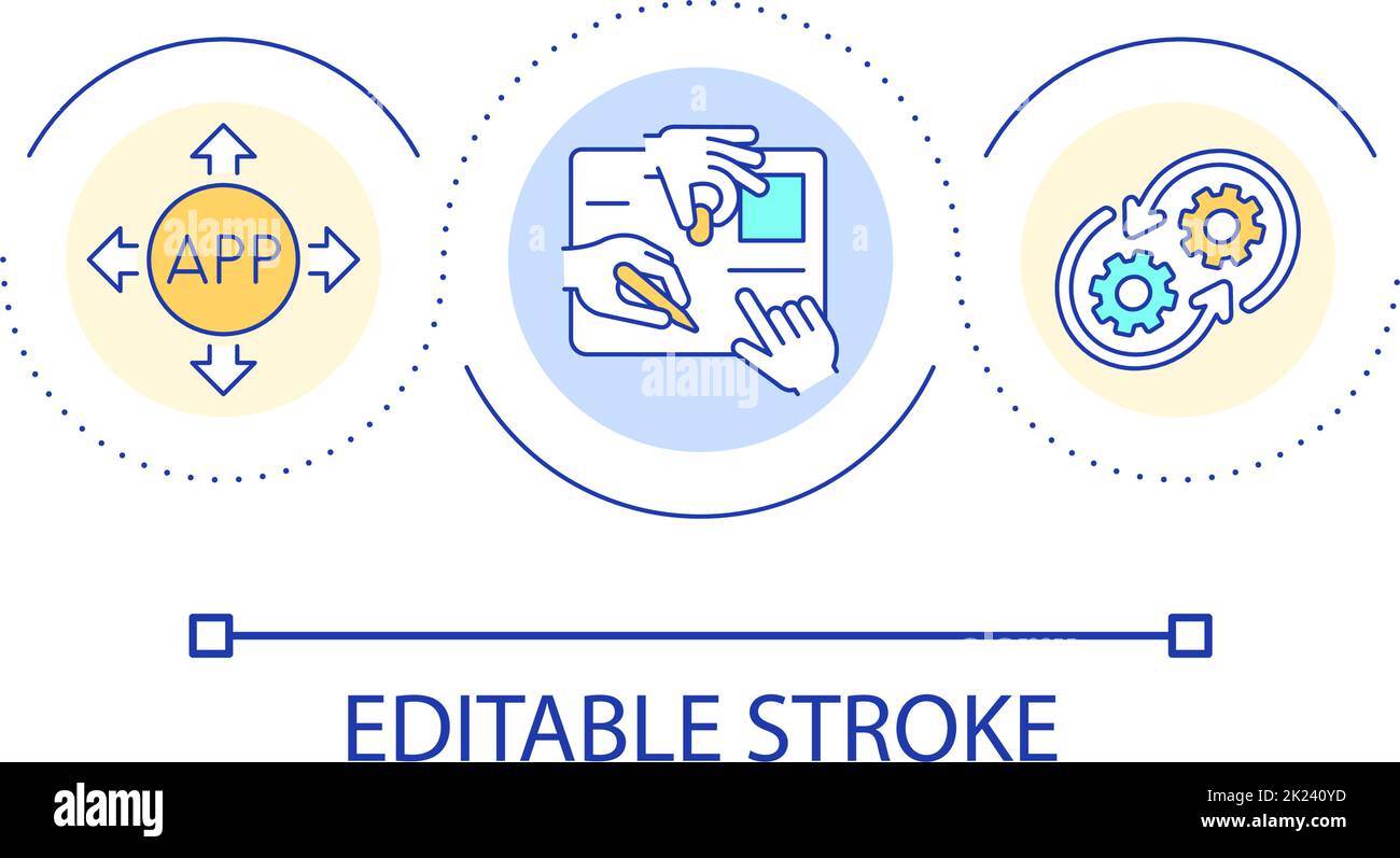 Team work upon app development loop concept icon Stock Vector