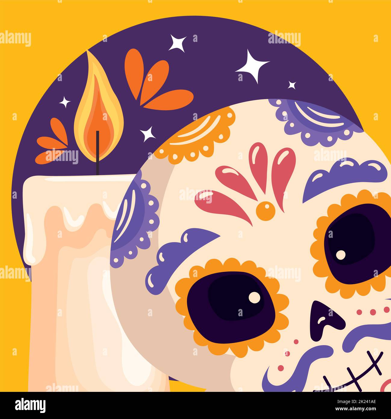 dia de los muertos skull with candle wax Stock Vector Image & Art Alamy