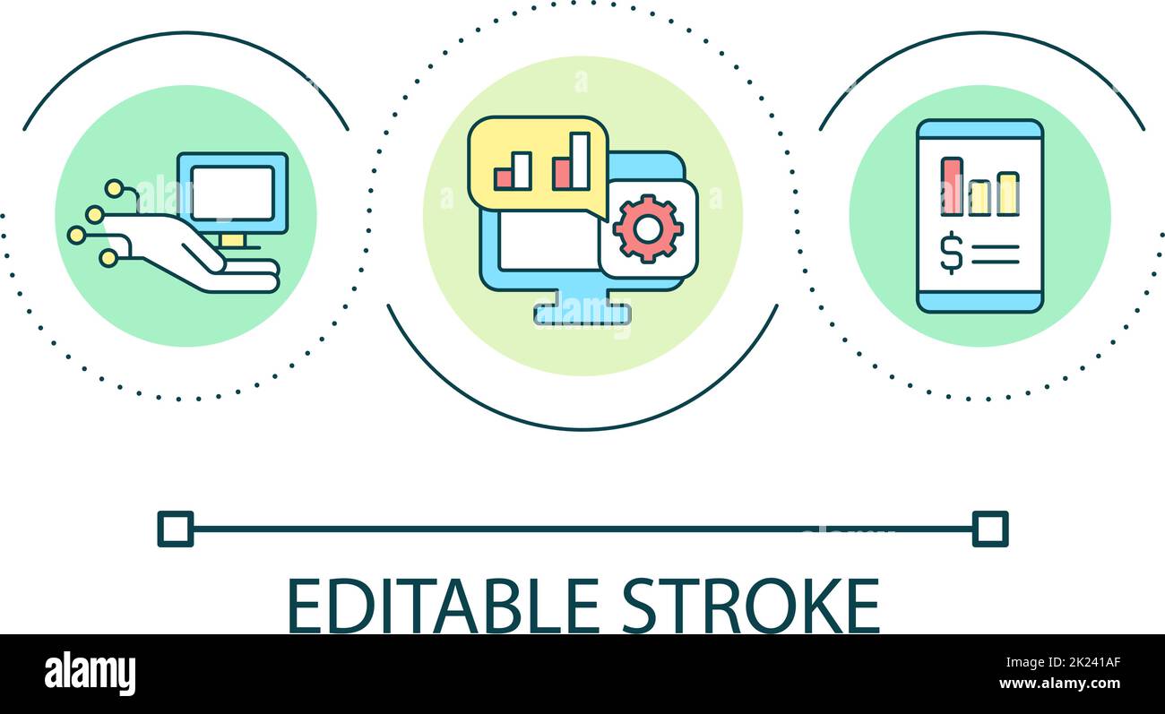 Apps for financial analytics loop concept icon Stock Vector