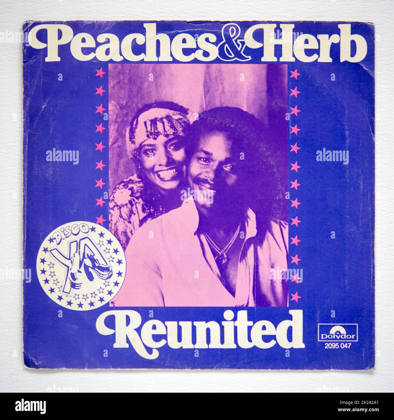 Picture cover of the seven inch single version of Reunited by Peaches and Herb, which was released in 1979. Stock Photo