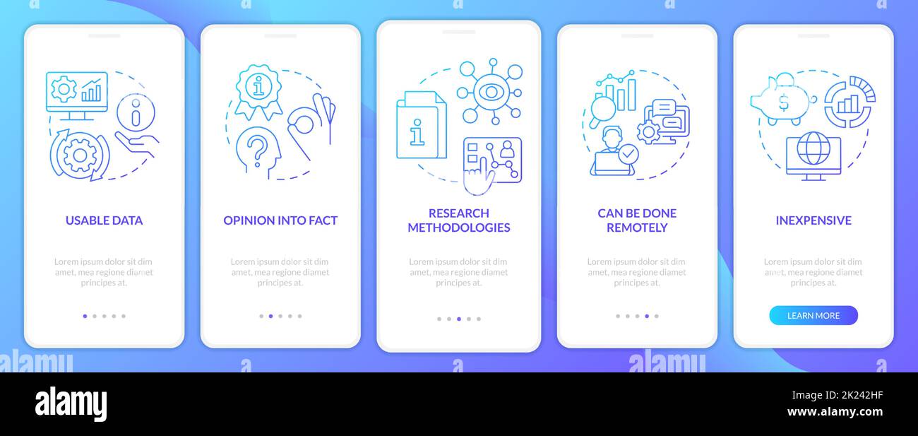 Advantages of case study blue gradient onboarding mobile app screen ...