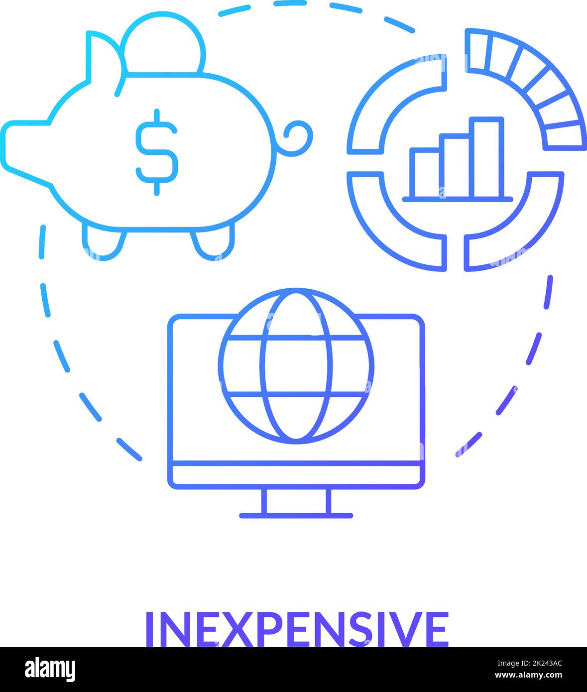 Inexpensive blue gradient concept icon Stock Vector