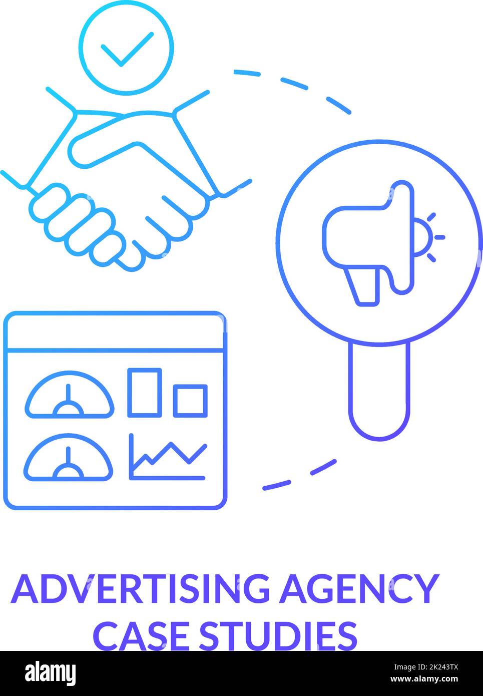Advertising agency case studies blue gradient concept icon Stock Vector